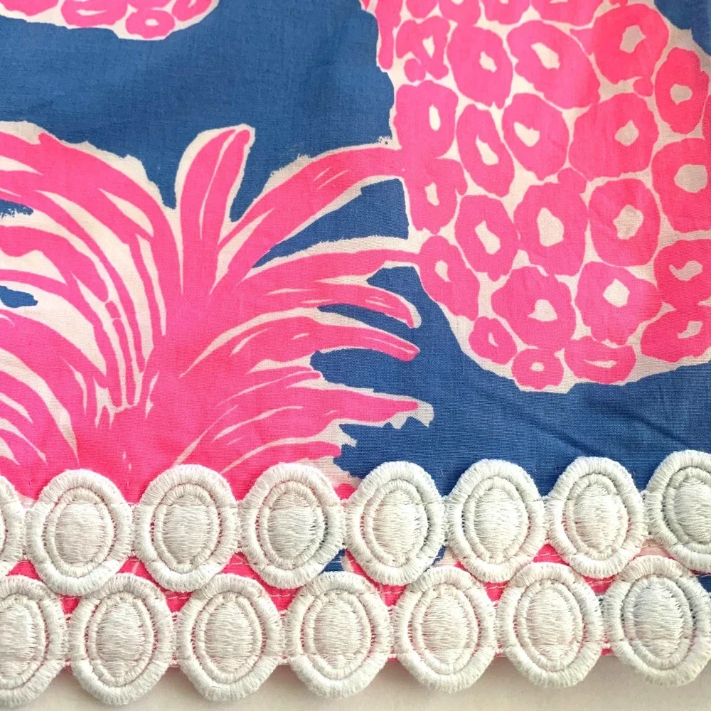 NWT Lilly Pulitzer Izzy Skirt Pineapples Lace sz 4 Blue Haven Flamenco Cotton - Picture 4 of 6